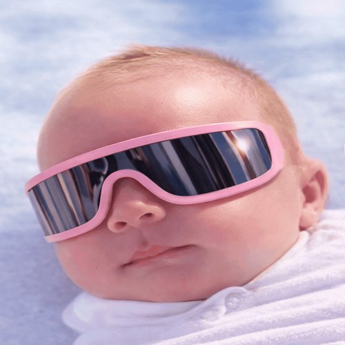 Sunzeez Infant UV Eye Shield for Babies  Soft Flexible Wraparound Newborn Eye Protection  No Hard Plastic Arms or Ear Hooks  Pink