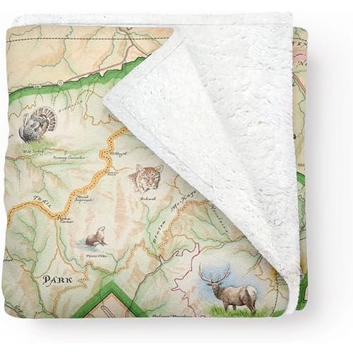 Great Smoky National Park Fleece Blanket | 58" x 50" Throw Blanket | Hand-Drawn Original Art |