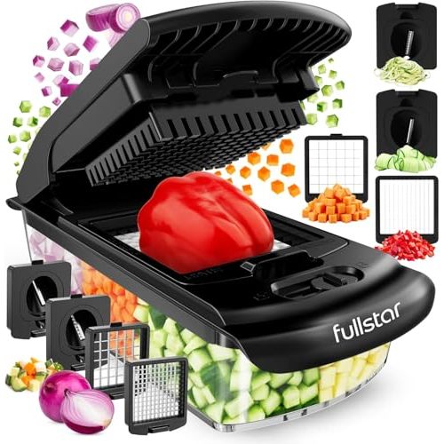 Fullstar The Original Pro Chopper - Vegetable Chopper and Spiralizer, Food Chopper with Container, Fruit Slicer, Kitchen Gadgets & Gifts, Home Essentials (4 in 1, Black)
