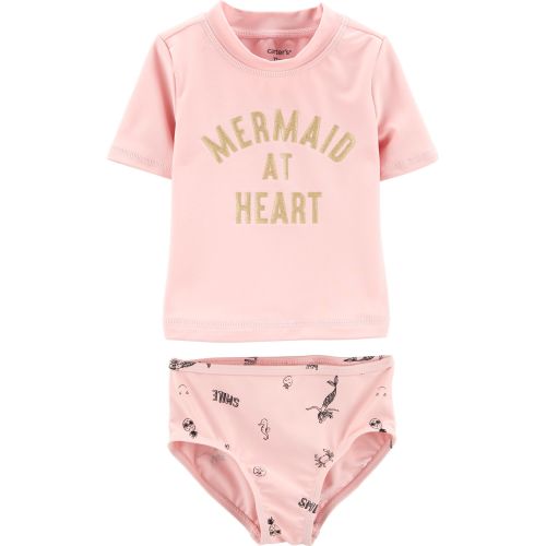 Carter's 2-Piece Mermaid Rashguard Set - 9M - Pink