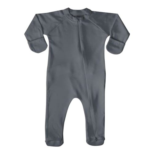 Goumikids Convertible Baby Footie Pajamas, 2-Way Zipper and Mitten Cuffs, Organic Cotton, Midnight