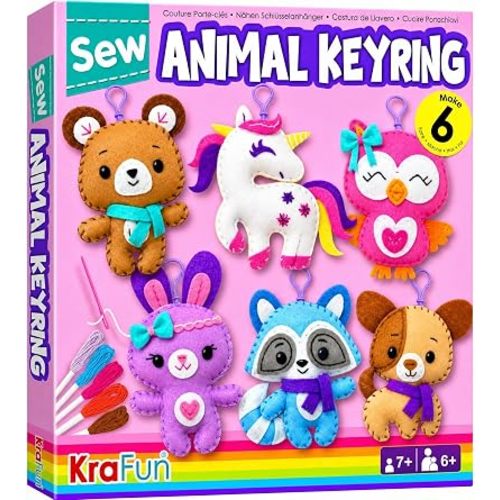 KRAFUN Unicorn Keyring Sewing Kit for Kids Age 7+ | 6 Dolls