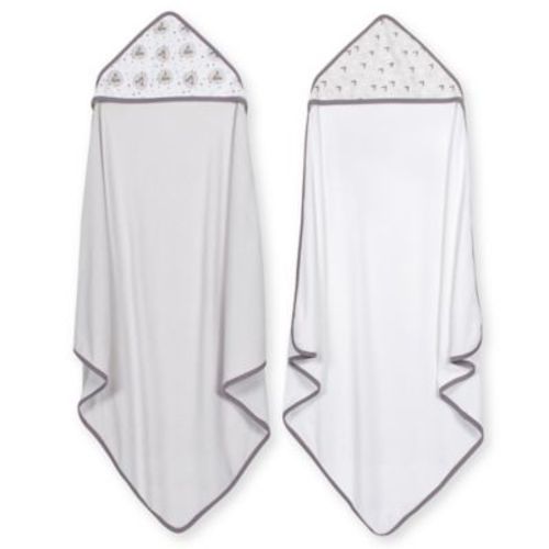 Just Born® 2-Pack Counting Sheep Hooded Towels in Grey - GREY - 2 PACK