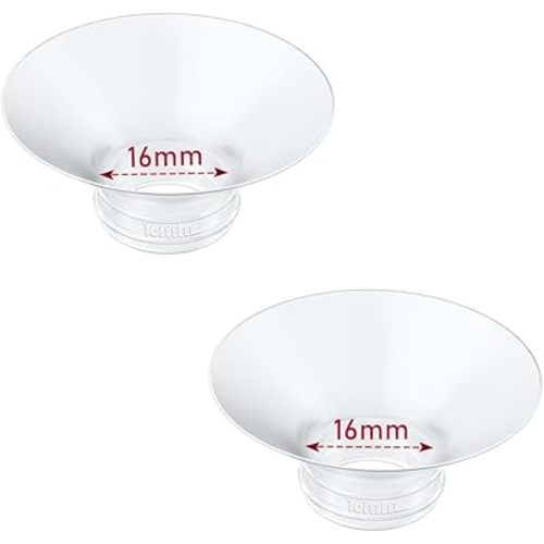 Flange Insert 2PCS 16mm Compatible with Momcozy M9/M6/M5/S12 Pro/V1 Pro/V2 pro, Spectra/Medela/Elvie/NCVI/TSRETE/eufy/Lansinoh/Paruu/MomMed Breast Pump 24mm Shields/Flanges (2pcs-16mm)