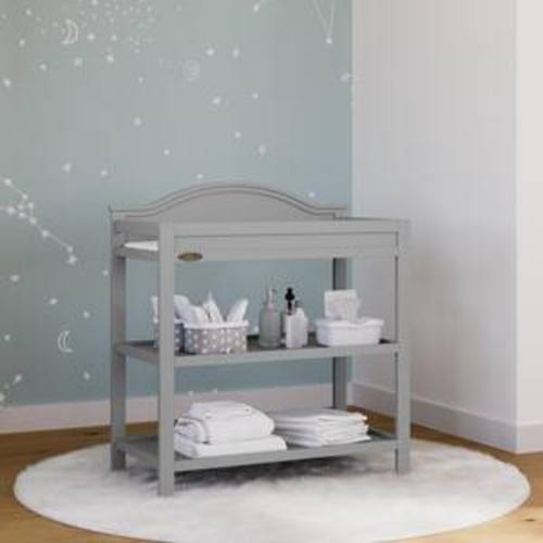 Story Pebble Gray Changing Table with Water-Resistant Changing Pad