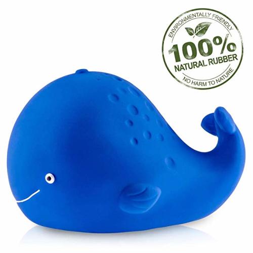 CaaOcho Pure Natural Rubber Baby Bath Toy - Kala The Whale - Without Holes, BPA, PVC, Phthalates Free, All Natural, Textured for Sensory Play, Sealed Bath Rubber Toy, Hole Free Bathtub Toy for Babies