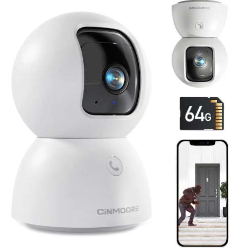 Wireless Baby Monitor Camera with 2K HD Resolution, 360° Panoramic View, Motion Tracking, Night Vision and Two-Way Audio for Home Security