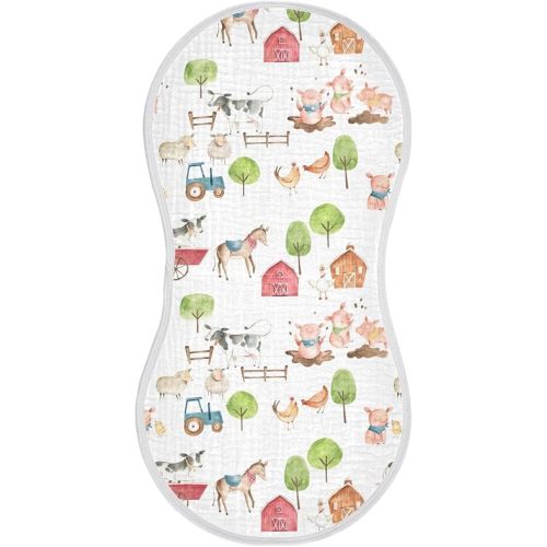vvfelixl Baby Burp Cloths Watercolor Farm Animals Baby Newborn Cotton Burping Cloths Set Baby Washcloths 4 Pack