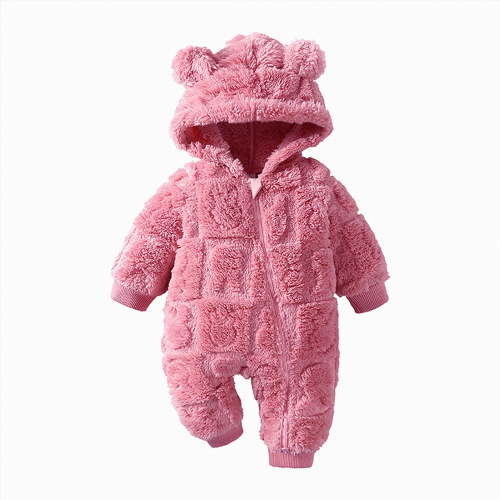 B Preemie Sleep & Play One-Piece Bodysuit Baby Fleece Hooded Jumpsuit Infant Toddler Winter Warm Snowsuit Footless Romper Outwear Pink Infant Gift