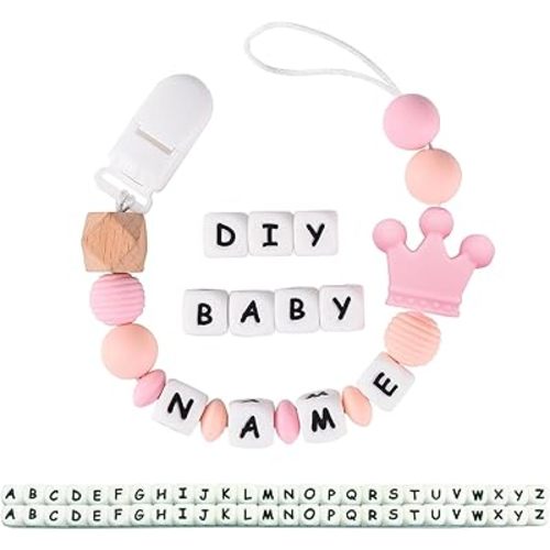 Personalized Pacifier Clip for Boys and Girls, 2 Sets of 26 Letters