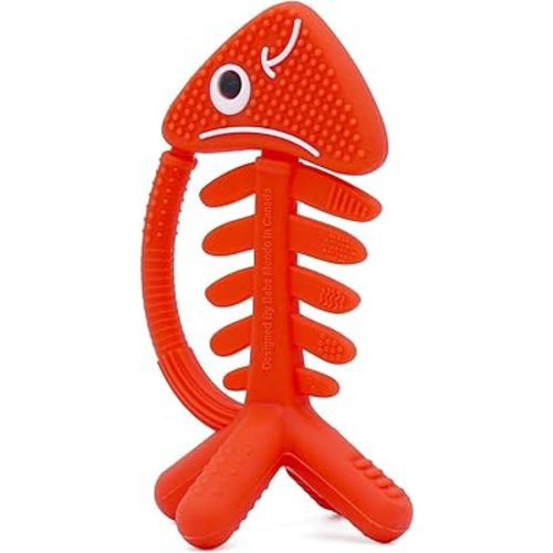 3in1 Infant Toys, Baby Teething Toys 0-3-6-12 Months, Teethers for Babies 3-6 6-12 Months for Teething Relief, Gifts, Silicone, Sensory, Baby Toys 0-6 Months,USA Patent Pending,Coral Fish