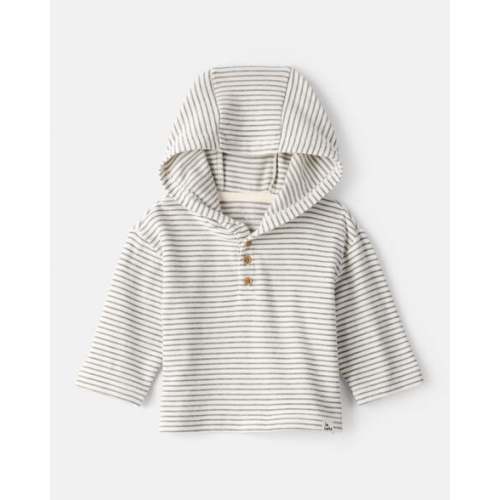 Baby Boy Long-Sleeve Striped Hooded Top - Grey | Carter's