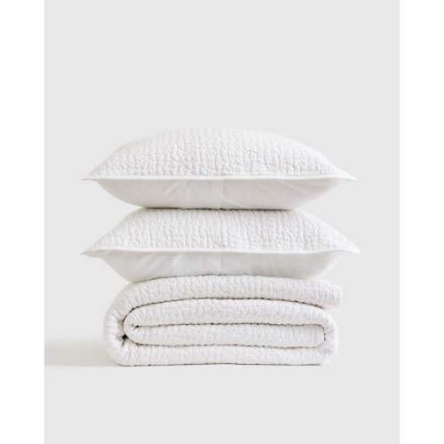Organic Cotton Hand Stitched Quilt Set | Quince in White