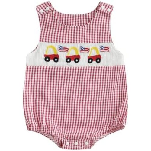 Baby Girl Pumpkin Embroidery Jumpsuit Halloween Sleeveless Round Neck Plaid Tank Romper