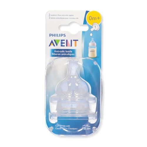 Philips AVENT Anti-Colic Nipple, Clear, Newborn (Pack of 2) (SCF421/27)