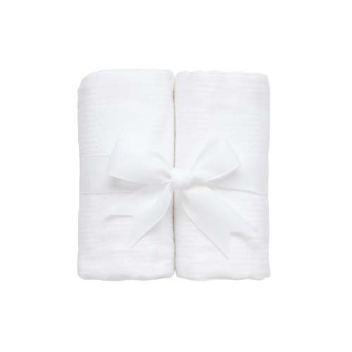 Seersucker Stripe Set of Two Burps, White