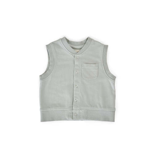 French Terry Patch Pocket Vest - Soft Sea