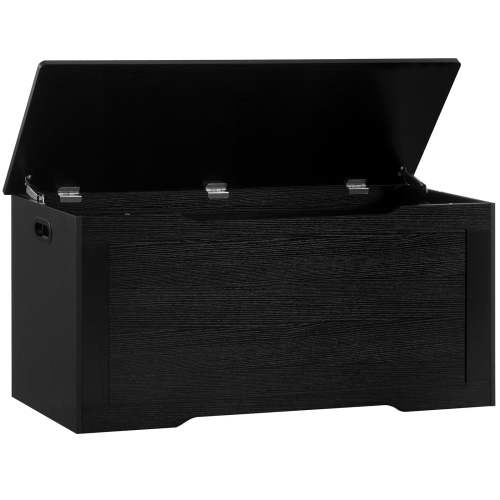 39.4” Storage Chest, Toy Chest, Toy Box with 2 Safety Hinges, Lift Top Wooden Storage Chest, Storage Bench, Supports 220 lb, for Living Room, Bedroom, Entryway, Black