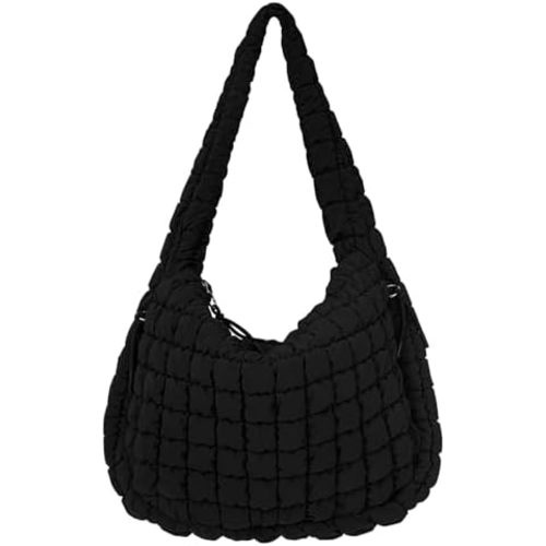 Juoxeepy Quilted Tote Bag Large Carryall Puffer Shoulder Bag Lightweight Padding Hobo Bag