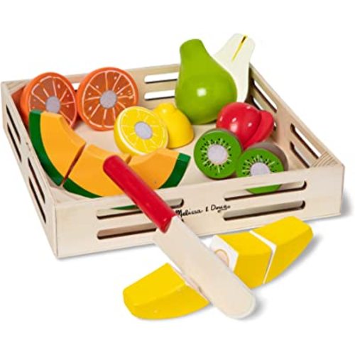 Melissa & Doug Wooden Cutting Fruit Toy Food Set & Pretend Play Kitchen Accessories, Preschool Learning Toys for Girls & Boys 3+