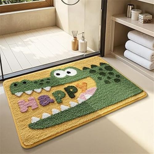 Ankah Animal Bath Mat, Cute Cartoon Bathroom Rug, Comfort Rug, Extra Absorbent Soft, Quickly Dry, Machine Washable Bath Rug Carpet for Toilet Bathtub Kitchen, 19.7" x 31.5", Crocodile