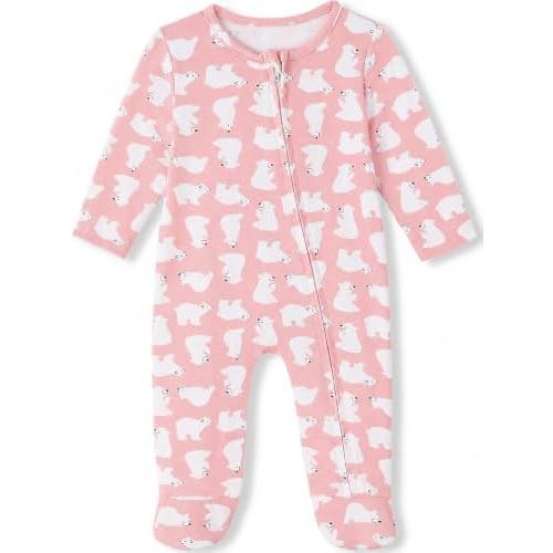 Mikrdoo Pijama de viscosa elástica suave con cremallera para bebé niña, prematuro, 9M