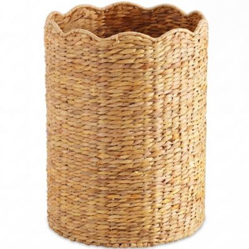 Best Choice Products Scalloped Large Round Laundry Hamper, Handwoven Laundry Basket & Organizer - Natural
