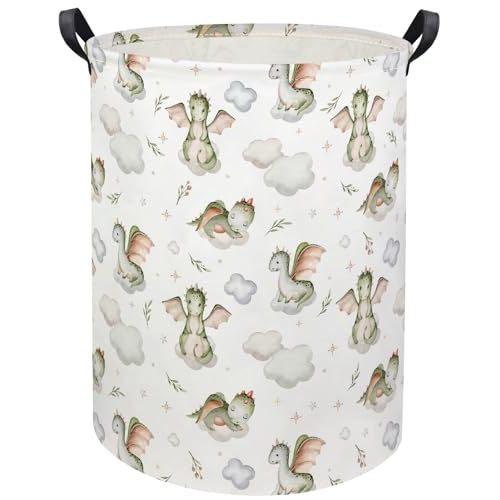 HIYAGON Baby Laundry Basket Baby Hamper for Nursery Girl Kids Butterfly Hamper Cute Kids Toys Storage Bin Organizer Butterfly Room Decor for Home(Flying Dinosaur)
