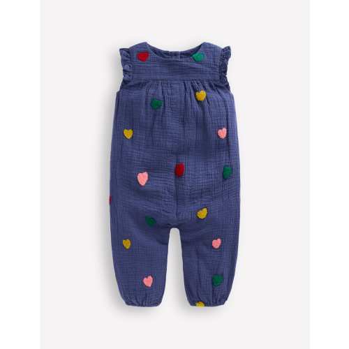 Ruffle Sleeve Romper-Navy Hearts | Boden USA (ANY SIZE)