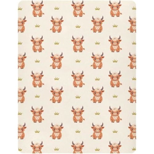 Highland Cow Crib Sheets for Baby Boys Girl 27x39 Inch