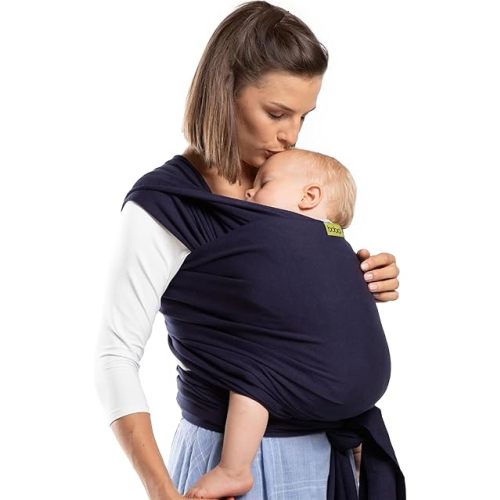 Boba Baby Wrap Carrier - Stretch Cotton Newborn Sling, Navy Blue
