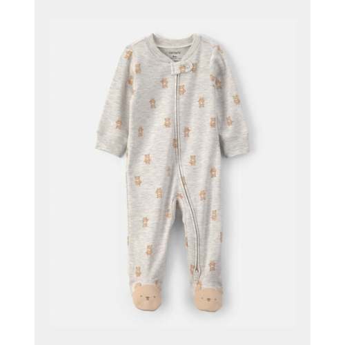 Baby Teddy Bear Cotton 2-Way Zip Sleep & Play Pajamas - Grey | Carter's