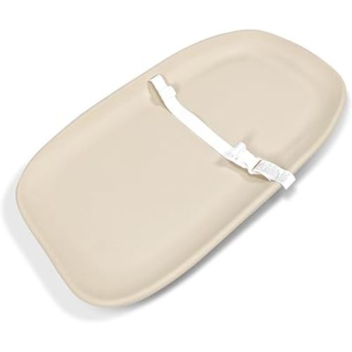 Non-Slip EVA Baby Changing Pad, Wipeable and Waterproof Diaper Changing Mat with Safety Belt, Soft Nursery Pad for Dresser or Table, Newborn to Toddler, Easy Wipe Clean Oat