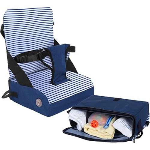 Dreambaby Grab ‘N Go Travel Booster Seat – Portable Toddler High Chair for Dining (6M-3Y) with Storage & Shoulder Strap