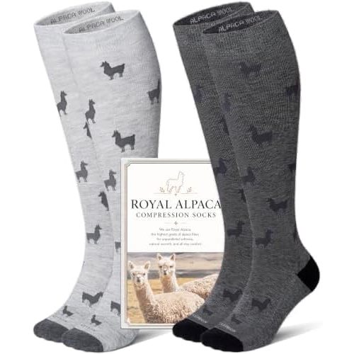 LEVSOX Alpaca Compression Socks for Women Men 15-20 mmHg Support Socks
