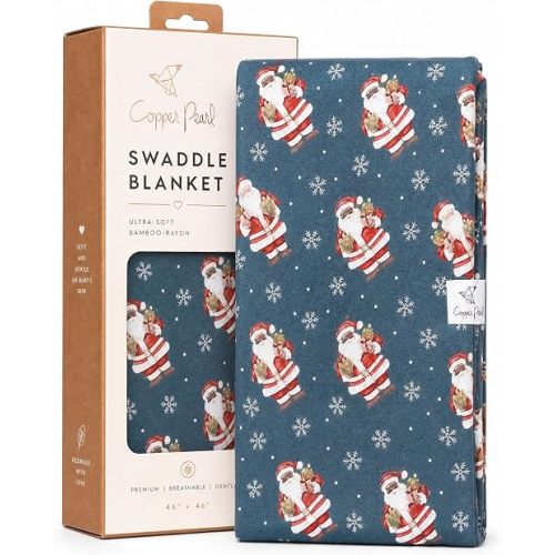 Copper Pearl Swaddle Blankets for Newborns | Soft Stretchy Receiving Blankets for Boys and Girls | Large 46 x 46 Inch Baby Blankets | Lightweight and Breathable Swaddles | Santa Claus