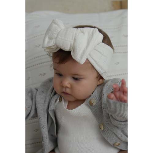 Luna + Luca Pointelle Bow Headband - White