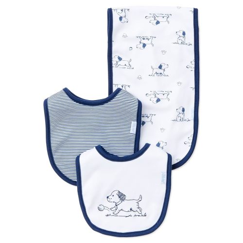 Little Me Baby Boys and Girls 100% Cotton 3-Piece Bib and Burp Sets, 2 Bibs and 1 Burp Cloth