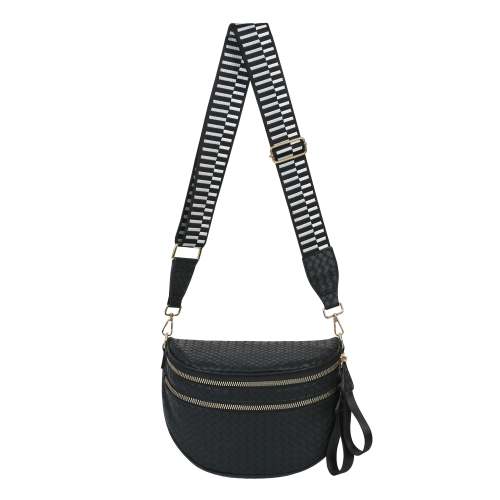 GoFree - Woven Leather Bum Bag – Emmafy | Black Woven Leather or Olive Woven Leather