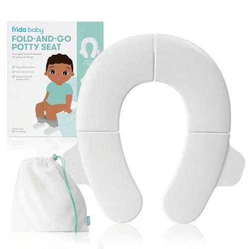 Frida Baby Fold-And-Go Portable Potty Seat For Toilet, Foldable Travel Potty Seat For Toddler, Fits Round & Oval Toilets, Non-Slip Base, Handles, Includes Free Travel Bag | SHEIN USA