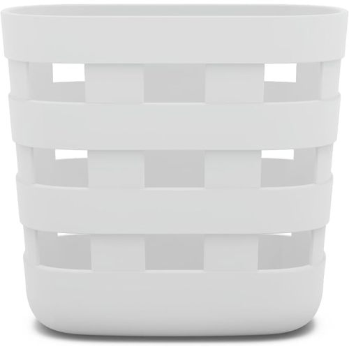 Lalo Bath Time Storage Bin - Keep Items Organized & Dry with Non-Toxic Plastic, Easy Cleanup, Removable Drying Bin, Woven Baby Organizer, Secure Wall Attachment, 9 x 5.5 x 8.5 in - Coconut