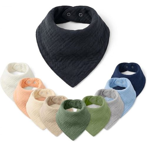 Mère & Moi Muslin Baby Bandana Bibs – 100% Cotton, Soft & Absorbent Drool & Teething Bibs