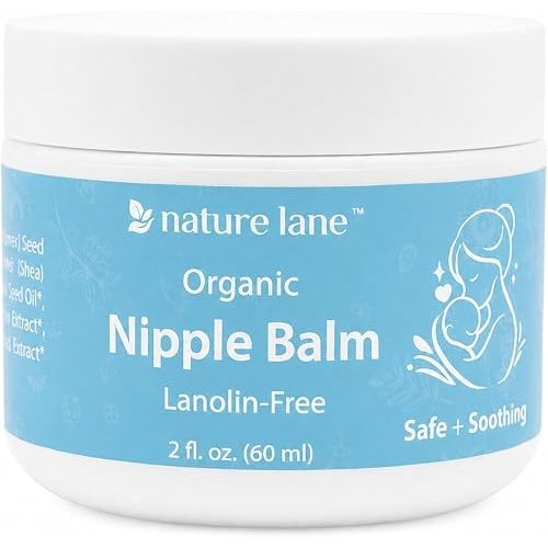 Organic Nipple Balm, 2 fl oz - Lanolin-Free Nipple Cream for Breastfeeding, Safe for Baby, No Wipe Off, Soothing Nipple Butter for Nursing and Pumping, Postpartum Essentials