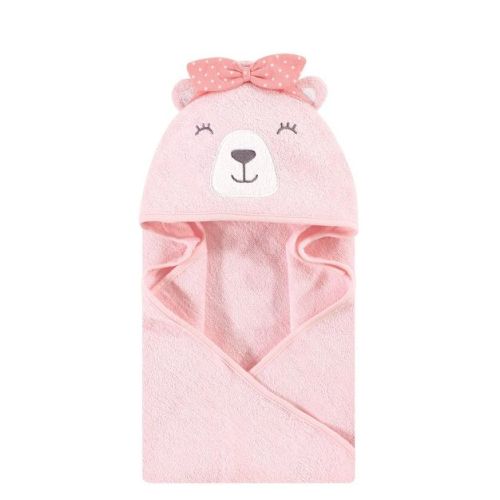 Hudson Baby Infant Girl Cotton Animal Face Hooded Towel, Bear Girl, One Size