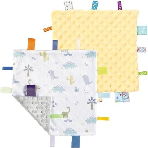 CREVENT Security Blanket for Babies, Soft Baby Lovey Comforter, Sensory Plush Blanket for Baby Girls, Calming Sleep Companion, 10" x 10" 2pcs