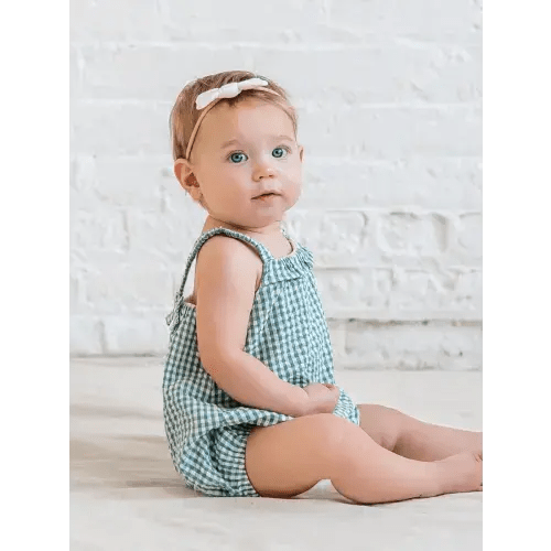 Rosalie Seersucker Ruffle Bubble Romper