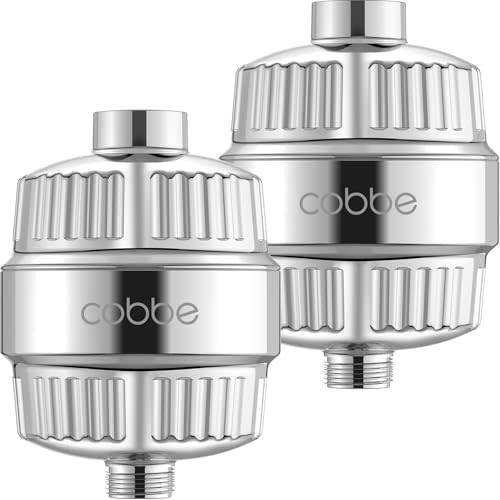 Cobbe HD HEAVY DUTY High Output Shower Filter 2 Pack  99% REMOVAL Shower Head Filter for Hard Water, Heavy Metals, Chlorine and Harmful Substance, Improve your skin and hair - Chrome