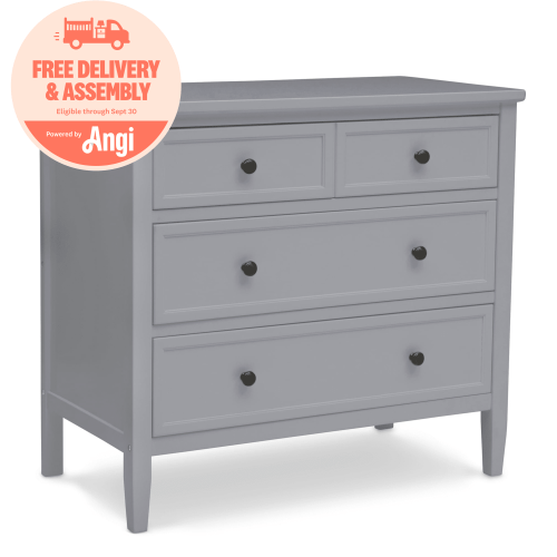 Delta Children Epic 3 Drawer Dresser with Interlocking Drawers - Greenguard Gold Certified, Grey