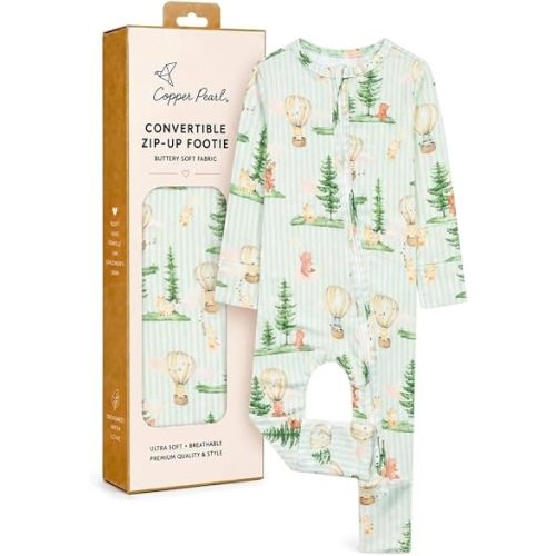 Copper Pearl Zip-Up Footie Baby Pajamas – Soft Newborn Onesies for Boys & Girls, Tag-Free with Two-Way Zipper Baby Sleepers for Newborn - 24 Months, Forest Explorer