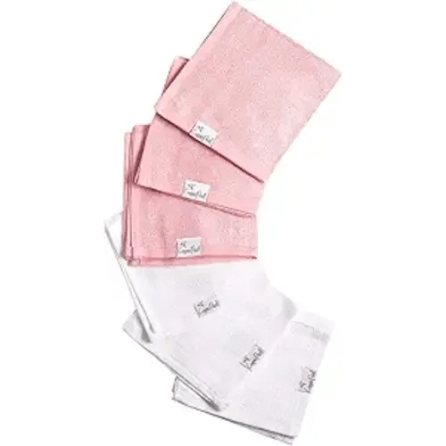 Copper Pearl 6 Ultra Soft Baby Bath Washcloths Premium Large Soft Darling (Pink/White) 11" x 11" Towels